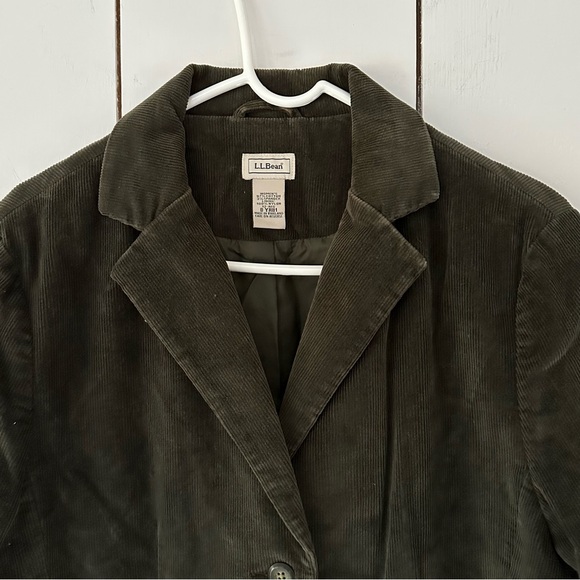 VTG LL Bean Corduroy Blazer Jacket Sz 12 Olive Green - Picture 4 of 8